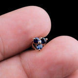 Natural Blue Sapphire Cluster Stud Earrings Elegant Three-Stone Floral Design Jewelry