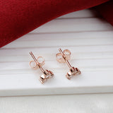 Rose Gold Plated Natural Diamond Leaf Design Stud Handmade Elegant Sparkle Jewelry
