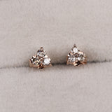 Rose Gold Plated Natural Diamond Leaf Design Stud Handmade Elegant Sparkle Jewelry