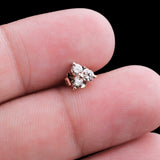 Rose Gold Plated Natural Diamond Leaf Design Stud Handmade Elegant Sparkle Jewelry