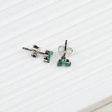 925 Sterling Silver Emerald Cluster Stud Earrings Natural Three-Stone Gemstone Jewelry