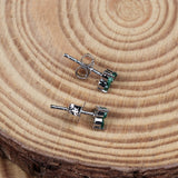 925 Sterling Silver Emerald Cluster Stud Earrings Natural Three-Stone Gemstone Jewelry