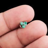 925 Sterling Silver Emerald Cluster Stud Earrings Natural Three-Stone Gemstone Jewelry