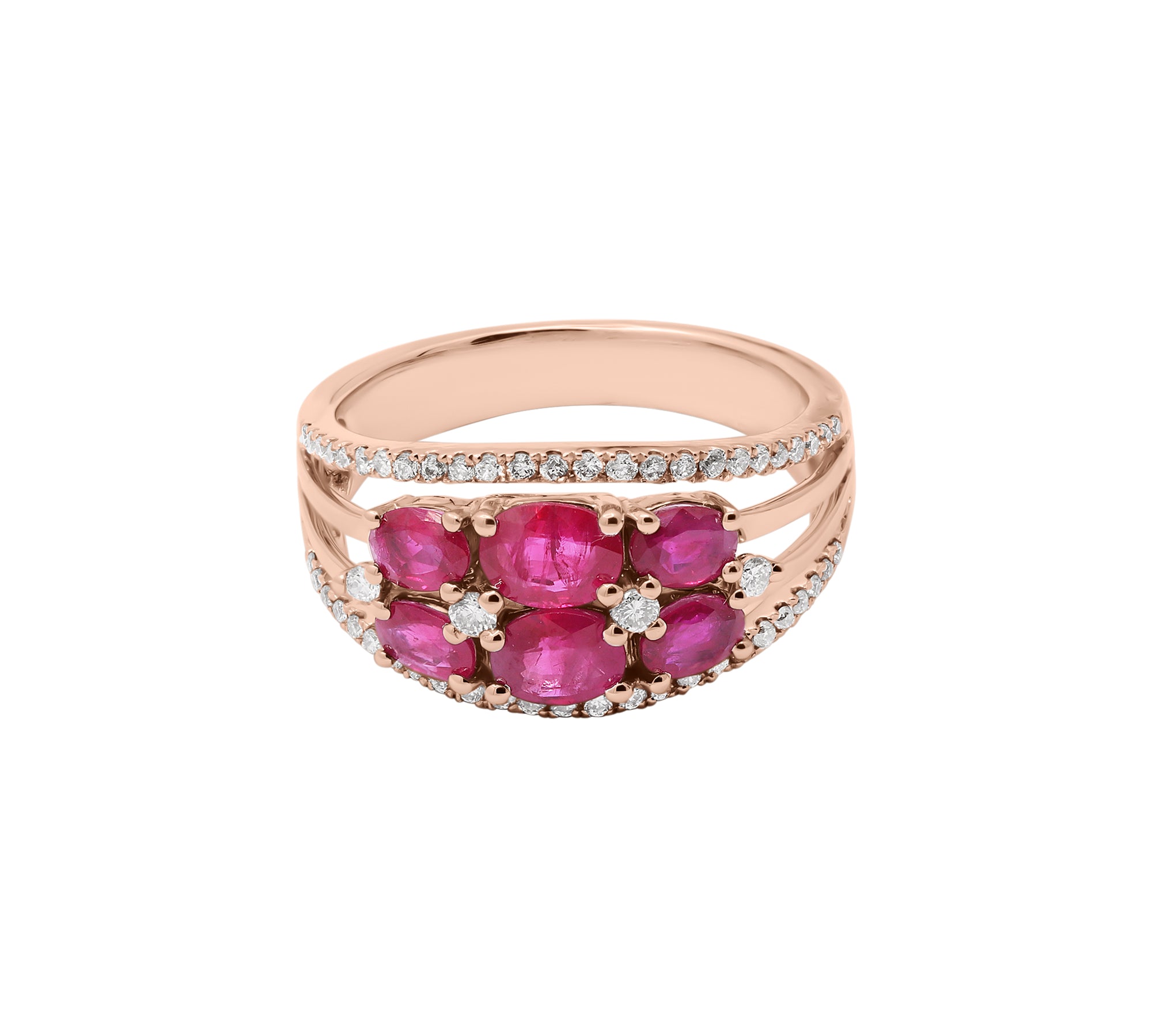 Beautiful Handmade Oval Shaped Precious Ruby and Diamond 18k White Gold Ring For Womens