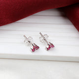 925 Sterling Silver Natural Ruby Stud Earrings Handmade Minimal Everyday Luxe