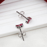 925 Sterling Silver Natural Ruby Stud Earrings Handmade Minimal Everyday Luxe