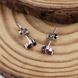 925 Sterling Silver Natural Ruby Stud Earrings Handmade Minimal Everyday Luxe