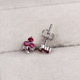 925 Sterling Silver Natural Ruby Stud Earrings Handmade Minimal Everyday Luxe