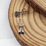 925 Sterling Silver Blue Sapphire Stud Earrings Elegant Minimal Gemstone Ear Studs