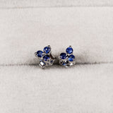 925 Sterling Silver Blue Sapphire Stud Earrings Elegant Minimal Gemstone Ear Studs