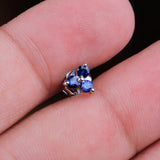 925 Sterling Silver Blue Sapphire Stud Earrings Elegant Minimal Gemstone Ear Studs