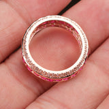 Ruby and CZ Statement Eternity Ring Handmade Rose Gold Plated Sparkling Ring