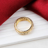 Gold Plated Cubic Zirconia Eternity Band Ring Triple Row Baguette CZ Statement Ring