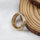 Gold Plated Cubic Zirconia Eternity Band Ring Triple Row Baguette CZ Statement Ring