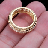 Gold Plated Cubic Zirconia Eternity Band Ring Triple Row Baguette CZ Statement Ring