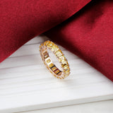 Elegant Yellow Sapphire Eternity Band Gold Plated Statement Ring for Women