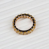 Elegant Yellow Sapphire Eternity Band Gold Plated Statement Ring for Women