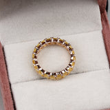 Elegant Yellow Sapphire Eternity Band Gold Plated Statement Ring for Women
