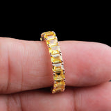 Elegant Yellow Sapphire Eternity Band Gold Plated Statement Ring for Women