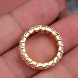 Elegant Pink Sapphire Eternity Band Ring Handmade Gold Plated Stackable Ring