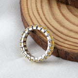 925 Sterling Sliver Yellow Sapphire Eternity Band Elegant Statement Ring