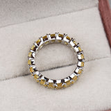 925 Sterling Sliver Yellow Sapphire Eternity Band Elegant Statement Ring