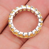 925 Sterling Sliver Yellow Sapphire Eternity Band Elegant Statement Ring