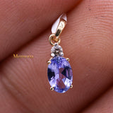 Natural Tanzanite Gemstone With Diamond Pendant 14k Yellow Gold