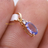 Natural Tanzanite Gemstone With Diamond Pendant 14k Yellow Gold