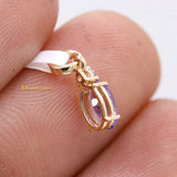 Natural Tanzanite Gemstone With Diamond Pendant 14k Yellow Gold