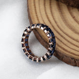 Blue Sapphire Eternity Band Ring Handmade Rose Gold Plated Statement Ring