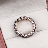 Blue Sapphire Eternity Band Ring Handmade Rose Gold Plated Statement Ring