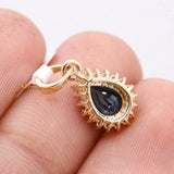 Natural Blue Sapphire Gemstone With Diamond Pendant 14k Yellow Gold