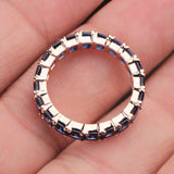 Blue Sapphire Eternity Band Ring Handmade Rose Gold Plated Statement Ring