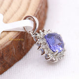 Natural Tanzanite Gemstone With Diamond Pendant 18k White Gold