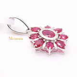 14k White Gold Natural Ruby Gemstone Floral Pendant