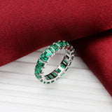 Handmade Emerald Eternity Band Ring 925 Sterling Silver Statement Ring