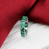 Handmade Emerald Eternity Band Ring 925 Sterling Silver Statement Ring