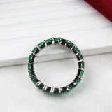 Handmade Emerald Eternity Band Ring 925 Sterling Silver Statement Ring