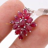 14k White Gold Natural Ruby Gemstone Floral Pendant