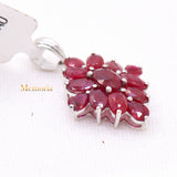 14k White Gold Natural Ruby Gemstone Floral Pendant