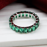 Handmade Emerald Eternity Band Ring 925 Sterling Silver Statement Ring