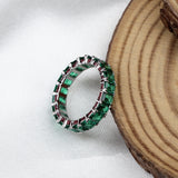 Handmade Emerald Eternity Band Ring 925 Sterling Silver Statement Ring