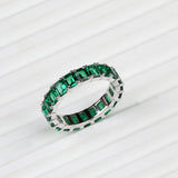 Handmade Emerald Eternity Band Ring 925 Sterling Silver Statement Ring