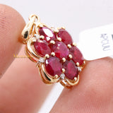 Floral Natural Ruby Gemstone With Diamond Pendant 14k Yellow Gold