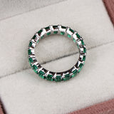 Handmade Emerald Eternity Band Ring 925 Sterling Silver Statement Ring