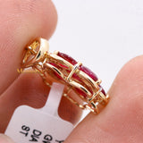 Floral Natural Ruby Gemstone With Diamond Pendant 14k Yellow Gold