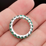 Handmade Emerald Eternity Band Ring 925 Sterling Silver Statement Ring