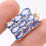 Natural Blue Sapphire Gemstone With Diamond Pendant 14k Yellow Gold