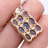 Natural Blue Sapphire Gemstone With Diamond Pendant 14k Yellow Gold